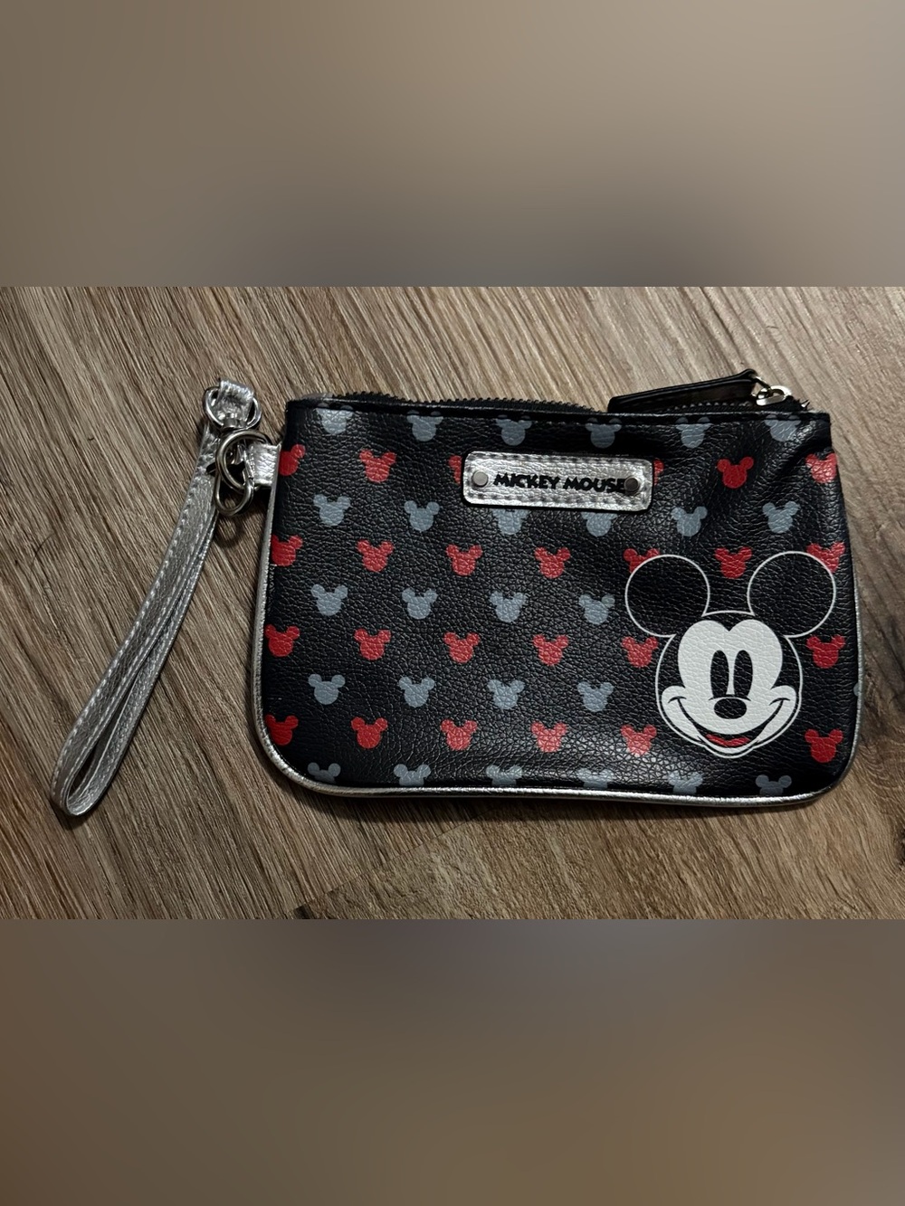 Disney Mickey Mouse - Black & Silver Wristlet with Red & Gray Mouse Head Accents